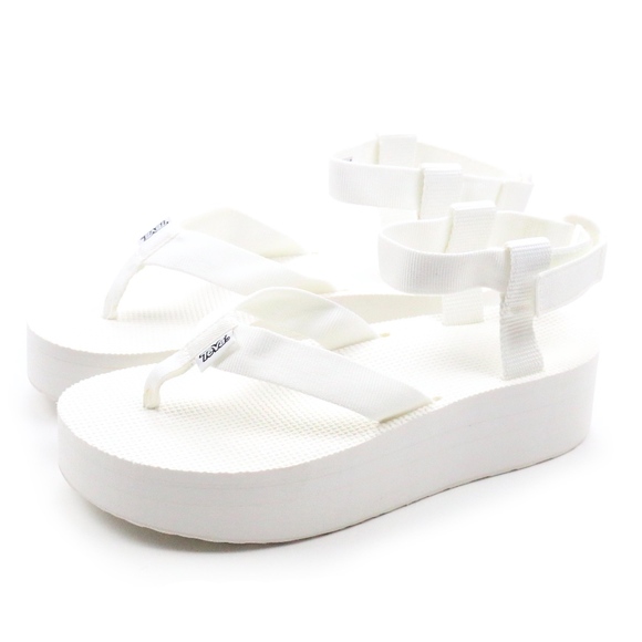 white teva platform sandals